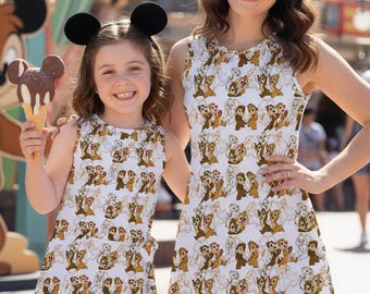 Chip 'n Dale Pattern Girls Dress, Disney Chipmunks Activewear Skirt, Disneyland Vacation Girl Sports Dress