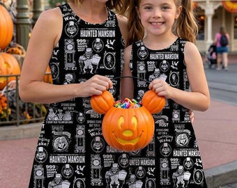 Welcome Foolish Mortals Haunted Mansion Girls Dress, Mickey Not So Scary Halloween Dress