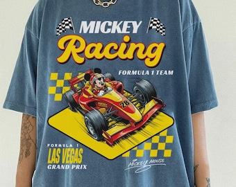 Vintage Disney X Formula 1 Las Vegas Grand Prix Shirt, Mickey Yellow Motorsport Vegas Tee, Disney Racing Team Fuel The Magic T-shirt
