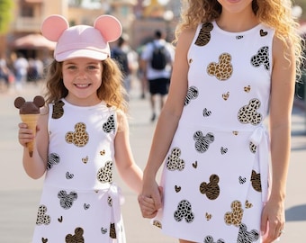 Mickey Mouse Ears Tennis Dress, Mickey Leopard Cheetah Dress Skirt, Disney Safari Trip Outfits