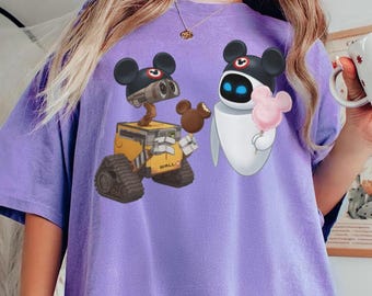WALL-E and EVE Mickey Ice Cream T-Shirt, Pixar Disney Magic Snack Tee, Disneyland Vacation Foodie Shirt