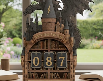 Personalized Wizard Castle Book Tracker, Dragon Reading Challenge, Fantasy Library Books Read Counter, Books Read This Year Tracker Decor