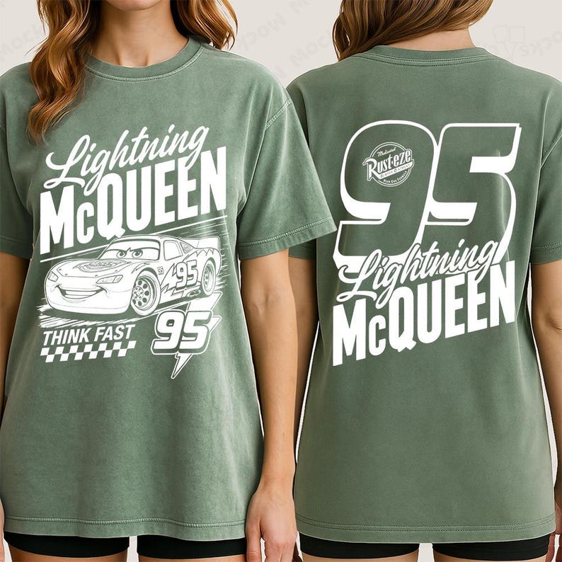 Camiseta de Rayo McQueen 95 Think Fast de dos caras, camiseta de Cars de Disney Pixar, camiseta Rust-eze Racing McQueen, Cars Family Vacation 2026 imagen 10