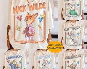 Personalized Zootopia 2 Character Group Shirt, Watercolor Judy Hopps Nick Wilde Shirt, Disneyland Trip Shirt, Disney Zootopia Outfits