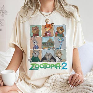 Zootopia 2 Characters T-shirt, Nick Wilde Judy Hopps Clawhauser Shirt, Zootopia 2 2025 Tee, Disneyland Family Trip Outfits bild 2