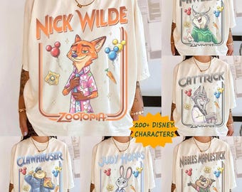 Personalized Zootopia 2 Character Group Shirt, Watercolor Judy Hopps Nick Wilde Shirt, Disneyland Trip Shirt, Disney Zootopia Outfits