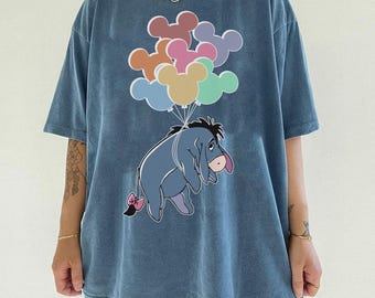 Retro Eeyore Holding Mickey Head Balloons Shirt, Winnie the Pooh Eeyore T-Shirt, Disney Park Trip Outfit