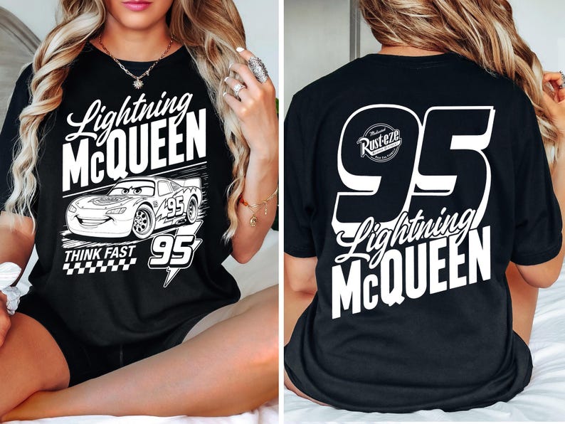 Camiseta de Rayo McQueen 95 Think Fast de dos caras, camiseta de Cars de Disney Pixar, camiseta Rust-eze Racing McQueen, Cars Family Vacation 2026 imagen 8