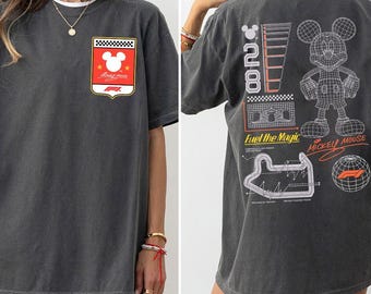 Two-sided Mickey Racing Car T-shirt, Formula 1 Las Vegas Grand Prix Shirt, Disney Black Motorsport Vegas GP Tee, Racing Team Fuel The Magic