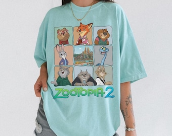 Zootopia 2 Characters T-shirt, Nick Wilde Judy Hopps Clawhauser Shirt, Zootopia 2 2025 Tee, Disneyland Family Trip Outfits
