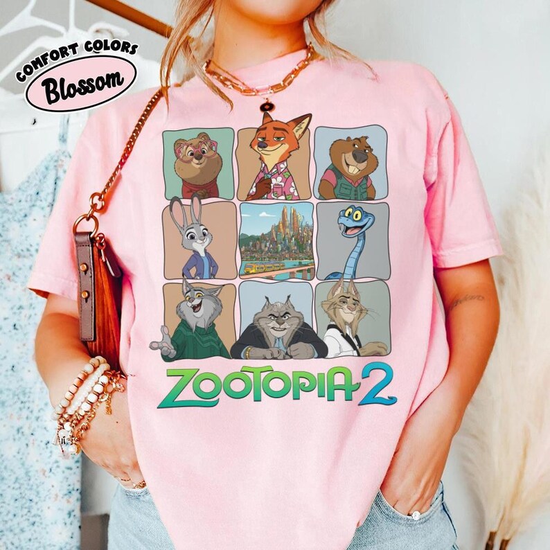 Zootopia 2 Characters T-shirt, Nick Wilde Judy Hopps Clawhauser Shirt, Zootopia 2 2025 Tee, Disneyland Family Trip Outfits bild 8