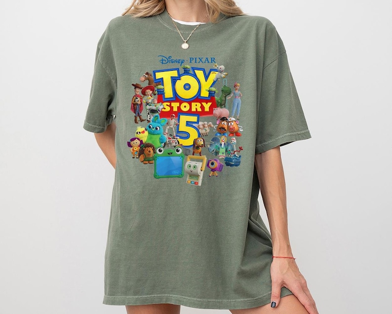 Vintage Disney Toy Story 5 Characters Mashup Shirt, Retro Woody Buzz Lightyear All Toys T-Shirt image 9