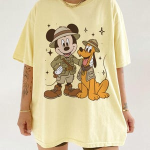 Mickey Mouse and Pluto Safari Hat Shirt, Disney Animal Kingdom Trip T-shirt