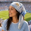 Argentina Football Silk Bandana, Argentina Soccer Cup Satin Scarf, Argentina World Soccer Sun Bandana