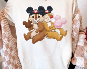 Camiseta de Chip y Dale de Disneyland, camiseta de helados de los parques Disney, conjunto para amantes de la comida de Chip y Dale