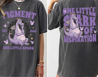 Two-sided Figment One Little Spark 1983 Shirt, Disney EPCOT Dragon Tee, Imagination Pavilion T-Shirt
