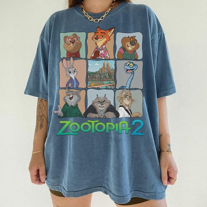 Zootopia 2 Characters T-shirt, Nick Wilde Judy Hopps Clawhauser Shirt, Zootopia 2 2025 Tee, Disneyland Family Trip Outfits bild 9