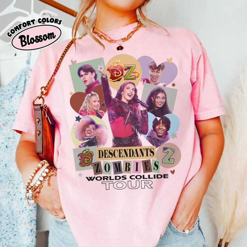 Descendants Zombies Worlds Collide Tour Shirt, Disney Addison Zed Eliza ...