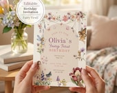 Fairy First Birthday Invitation Editable Canva Template, Enchanted Garden Party Invite, Girl 1st Birthday Invite, Magical Fairy Birthday