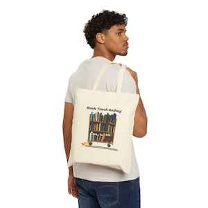 Book Truck Rolling, katoenen canvas draagtas