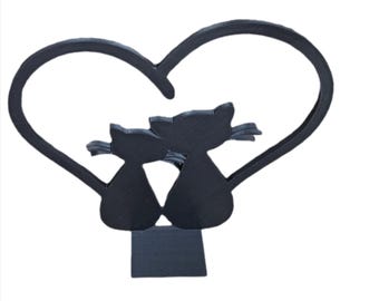 Cat Lovers Heart Wall Hanging with Decorative Ledge, Black, 1ct