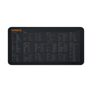 Blender 3D Keyboard Shortcuts Desk Mat 32x16 | Workflow Reference, Dark UI Theme