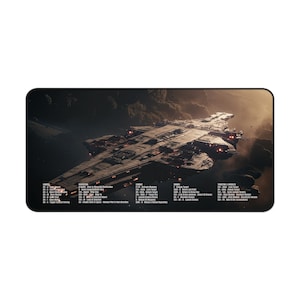 Gaming Desk Mat with EVE Online Shortcut Keys Gaming Mouse Pad with Combat, Navigation, Drones & Targeting Hotkeys