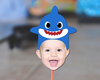 Baby Shark Photo Face Cupcake Toppers (Boy or Girl colors) - Digital File