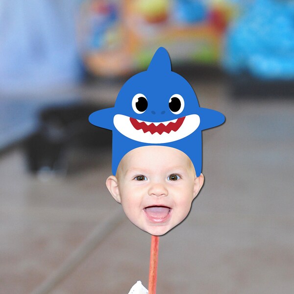 Baby Shark Photo Face Cupcake Toppers (Boy or Girl colors) - Digital File