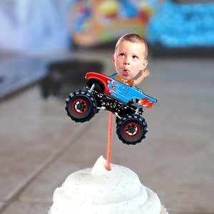 Monster Truck Racer Photo Face Cupcake Toppers - Digital File
