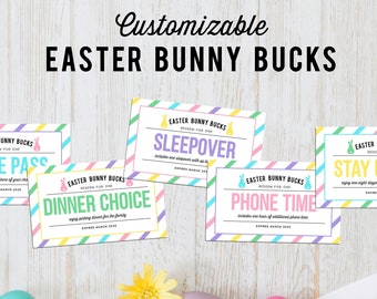 Create Your Own Easter Coupons, Easter Bunny Bucks, Printable Easter Egg Coupons for Kids & Teens, Editable Easter Coupon, Instant Download