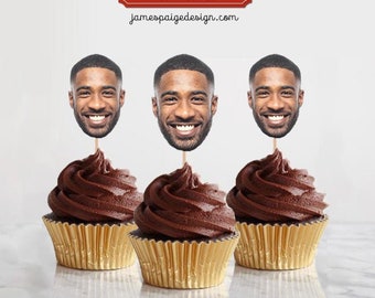 Your Face Photo Cupcake Toppers - Digital File | Birthday Party | Weddings | Bachelorette | Retirement | Graduation