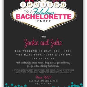 Fabulous Las Vegas Themed Party Invitation 4x6 or 5x7 Digital File great for casino themed bachelorette parties and casino nights image 2