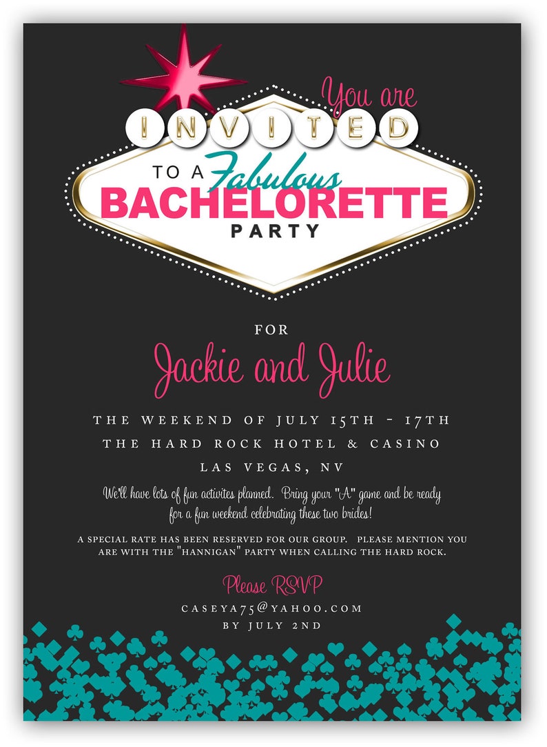 Fabulous Las Vegas Themed Party Invitation 4x6 or 5x7 Digital File great for casino themed bachelorette parties and casino nights image 2