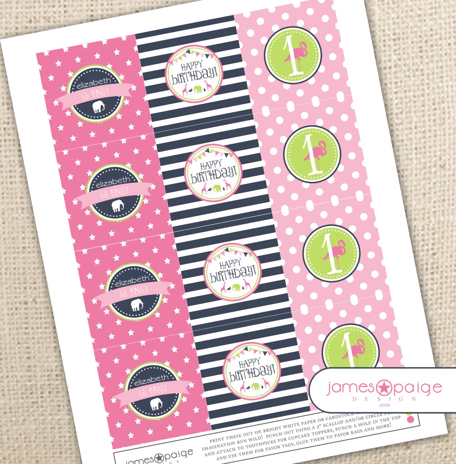 Zoo Animal Birthday Cupcake Toppers/party Squares Three Etsy