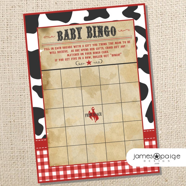 INSTANT DOWNLOAD: Cowboy Western Themed Baby Shower Game - Baby Bingo