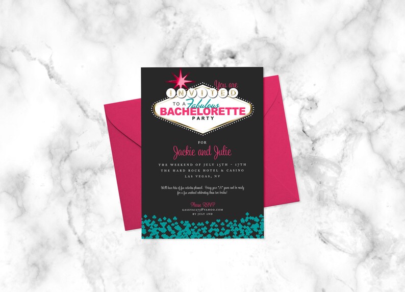 Fabulous Las Vegas Themed Party Invitation 4x6 or 5x7 Digital File great for casino themed bachelorette parties and casino nights image 1