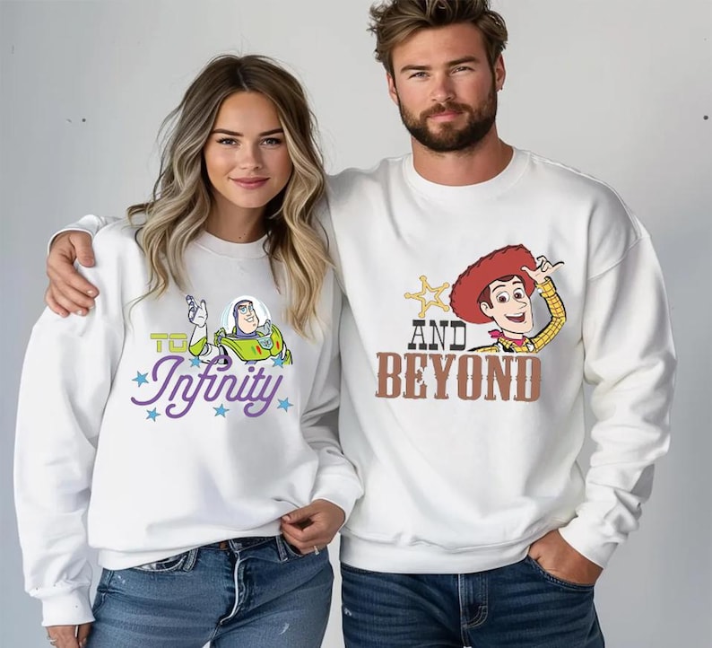 File PNG corrispondenti di Buzz e Woody, PNG verso l'infinito e oltre, magliette Disney di Toy Story, file digitale per la gita a Disney World per bambini immagine 2