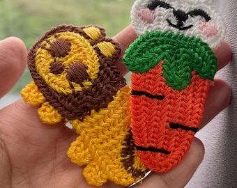 Crochet Animal Hair Clips, Handmade Cotton Hairpins, Set of 2