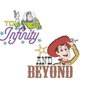 File PNG corrispondenti di Buzz e Woody, PNG verso l'infinito e oltre, magliette Disney di Toy Story, file digitale per la gita a Disney World per bambini immagine 4