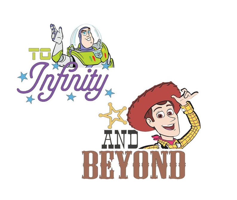 File PNG corrispondenti di Buzz e Woody, PNG verso l'infinito e oltre, magliette Disney di Toy Story, file digitale per la gita a Disney World per bambini immagine 4