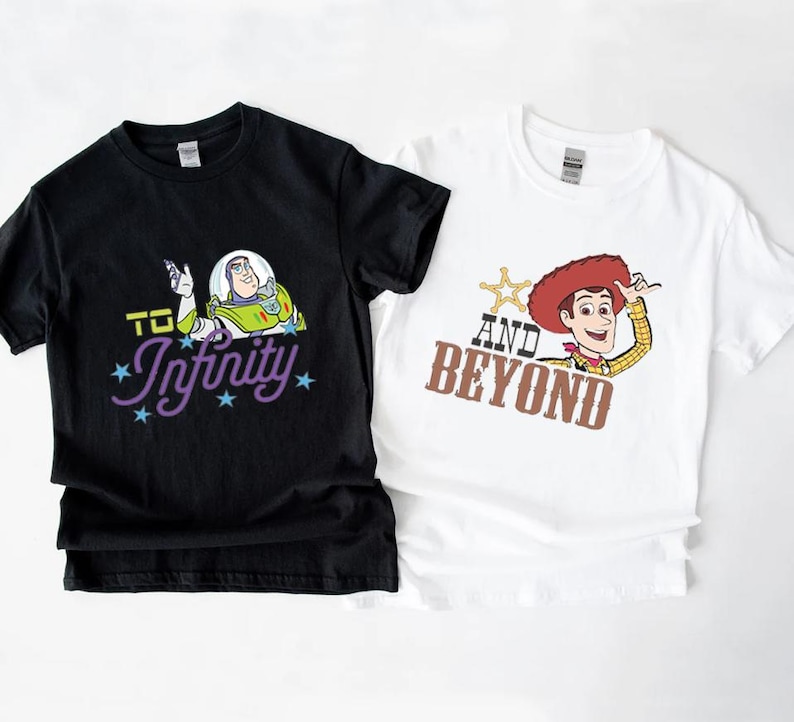 File PNG corrispondenti di Buzz e Woody, PNG verso l'infinito e oltre, magliette Disney di Toy Story, file digitale per la gita a Disney World per bambini immagine 3