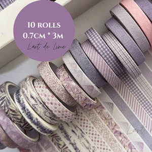 10 Rollen | Washitape | 7mmx3m | Masking Tape | Journaling | Scrapbooking | Malerei |Handwerk | Naturthemen | lila Themen