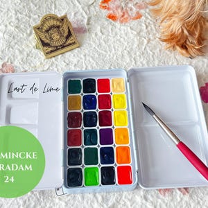 Schmincke Horadam 24 Duitse aquarelverf - opnieuw verpakte pannen - reisbakjes 1 ml