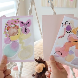 Daydream - Set de cartes de voeux aquarelle artistique abstraite | Lumière douce d'écho et de dérive | Blanc à l'intérieur| Impression artistique