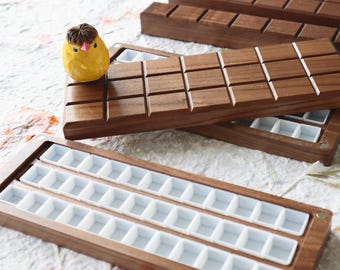 Walnut Chocolat Watercolor Palette with 12/24/36/72 pans  | 2ml pans | with Magnetic Lid