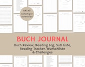 Buchjournal deutsch | Buchjournal zum drucken | Lesetagebuch zum ausdrucken | Buch journal digital | A4 A5 pdf