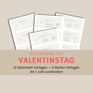 Voucher Valentijnsdag | Tijd in plaats van spullenbonnen | Vouchers voor koppels | Valentijnscadeau gepersonaliseerd | a4-pdf | uit te printen