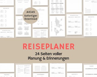 Planificador de viajes en alemán | Planificación de viajes | Descargar diario de viaje | Plantilla de plan de viaje | PDF A4 A5 | Imprimible