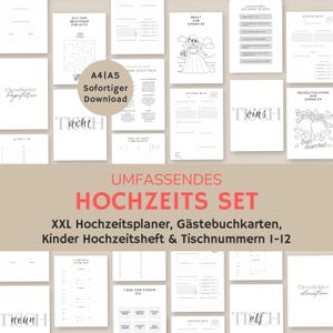 Hochzeit Set | Hochzeitsplaner deutsch | Gästebuchkarten Hochzeit | Kinder Hochzeitsheft | Tischnummern | a4 a5 pdf | zum ausdrucken